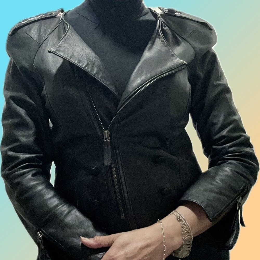 ZARA Woman Lamb Leather Fitted Moto Jacket Size M